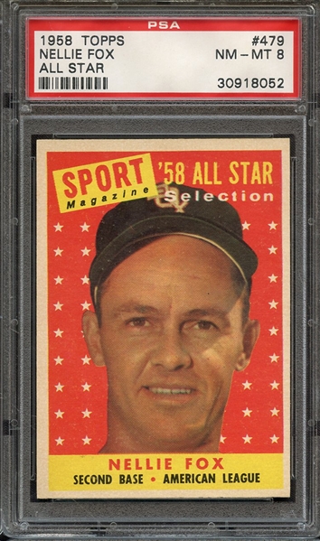 1958 TOPPS 479 NELLIE FOX ALL STAR PSA NM-MT 8