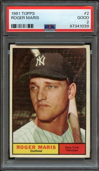 1961 TOPPS 2 ROGER MARIS PSA GOOD 2