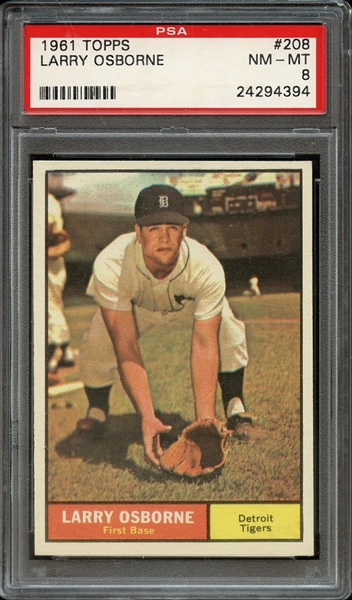 1961 TOPPS 208 LARRY OSBORNE PSA NM-MT 8