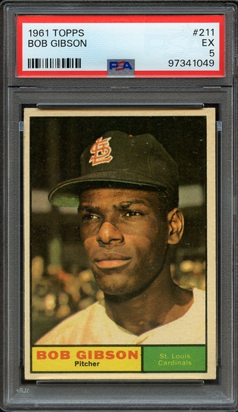 1961 TOPPS 211 BOB GIBSON PSA EX 5