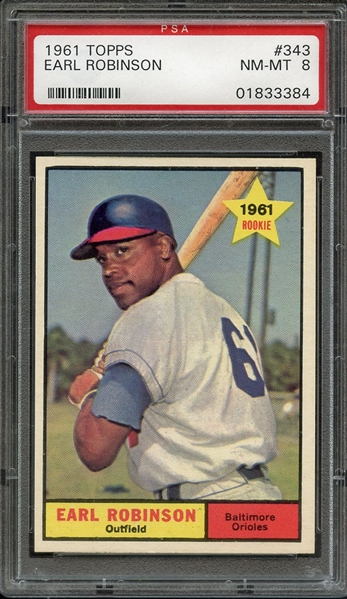 1961 TOPPS 343 EARL ROBINSON PSA NM-MT 8