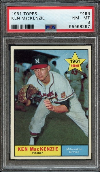 1961 TOPPS 496 KEN MacKENZIE PSA NM-MT 8