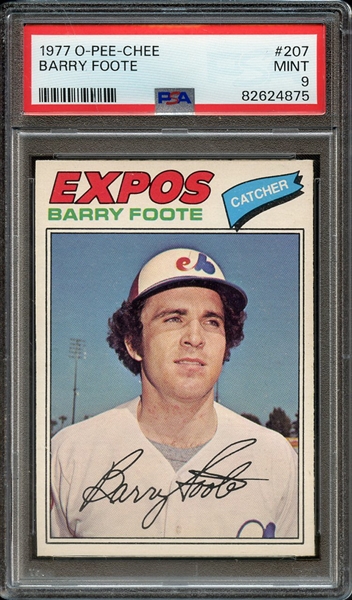 1977 O-PEE-CHEE 207 BARRY FOOTE PSA MINT 9