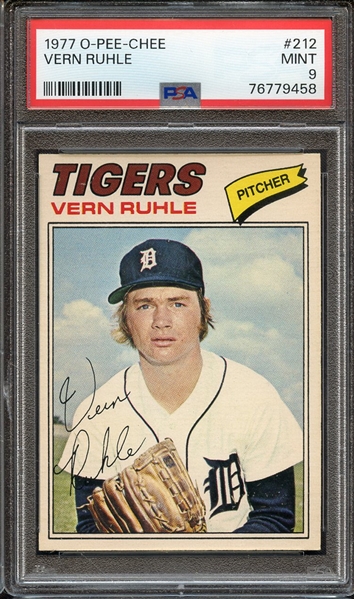 1977 O-PEE-CHEE 212 VERN RUHLE PSA MINT 9