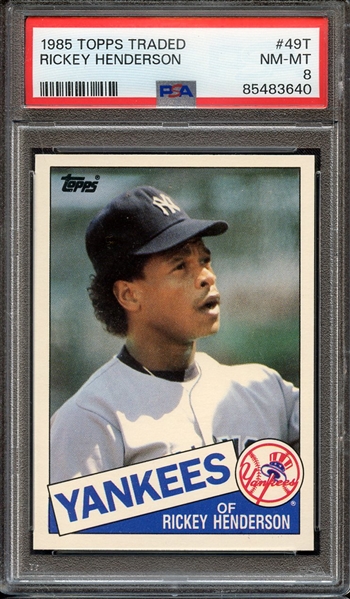 1985 TOPPS TRADED 49T RICKEY HENDERSON PSA NM-MT 8