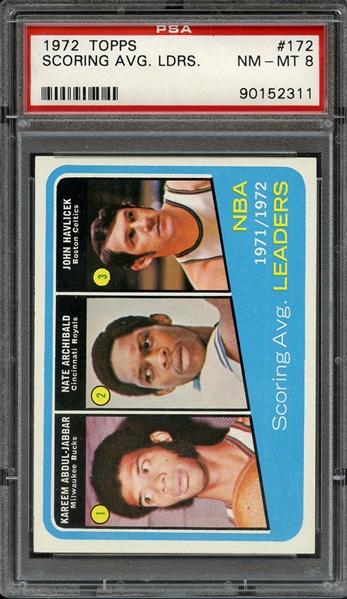 1972 TOPPS 172 SCORING AVG. LDRS. PSA NM-MT 8