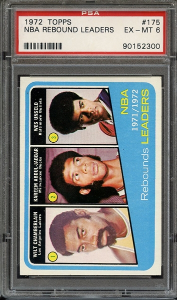 1972 TOPPS 175 NBA REBOUND LEADERS PSA EX-MT 6