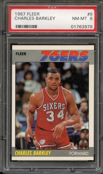 1987 FLEER 9 CHARLES BARKLEY PSA NM-MT 8