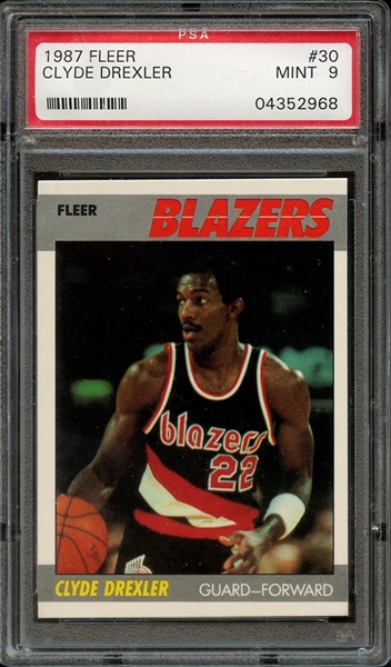 1987 FLEER 30 CLYDE DREXLER PSA MINT 9