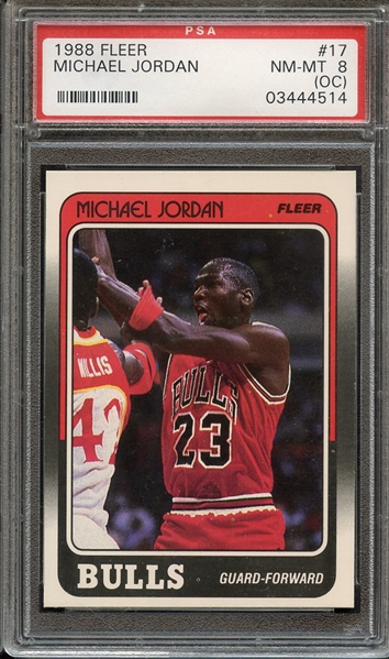 1988 FLEER 17 MICHAEL JORDAN PSA NM-MT 8 (OC)