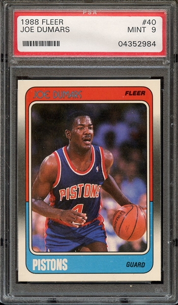 1988 FLEER 40 JOE DUMARS PSA MINT 9