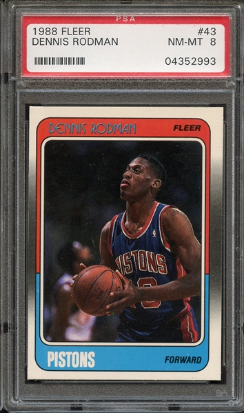 1988 FLEER 43 DENNIS RODMAN PSA NM-MT 8