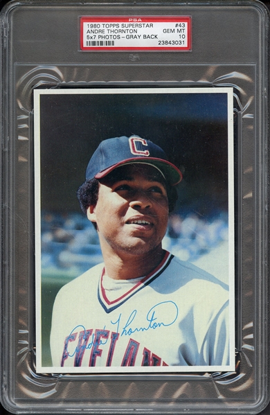 1980 TOPPS SUPERSTAR 5X7 PHOTOS 43 ANDRE THORNTON 5x7 PHOTOS-GRAY BACK PSA GEM MT 10