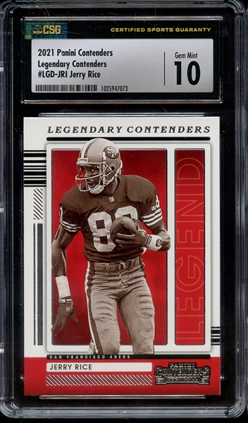 2021 PANINI CONTENDERS LEGENDARY JERRY RICE CSG GEM MINT 10