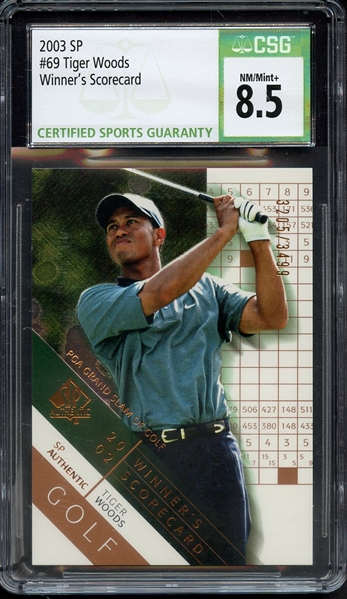 2003 SP WINNERS SCORECARD 69 TIGER WOODS CSG NM-MT+ 8.5