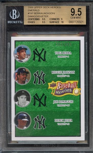 2008 UPPER DECK HEROES EMRALD BERRA JACKSON DIMAGGIO JETER BGS GEM MINT 9.5