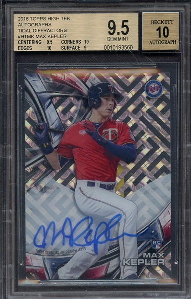 2016 TOPPS HIGH TEX TIDAL DIFFRACTORS MAX KEPLER AUTOGRAPHS BGS GEM MINT 9.5 AUTO 10