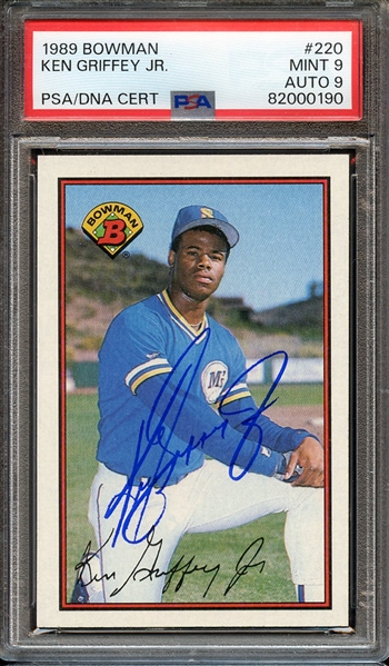 1989 BOWMAN 220 SIGNED KEN GRIFFEY JR PSA MINT 9 PSA/DNA AUTO 9