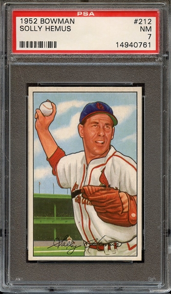 1952 BOWMAN 212 SOLLY HEMUS PSA NM 7