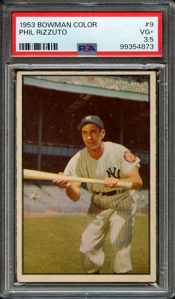 1953 BOWMAN COLOR 9 PHIL RIZZUTO PSA VG+ 3.5