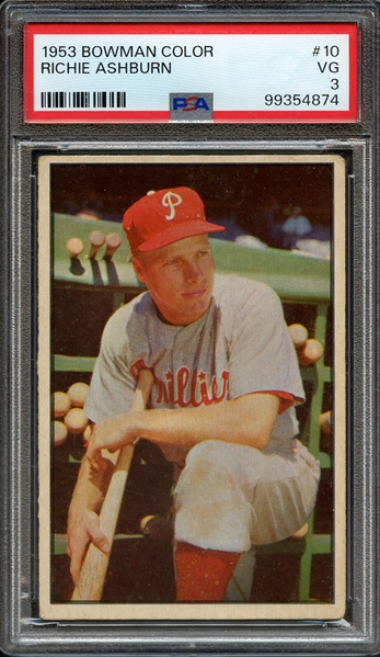 1953 BOWMAN COLOR 10 RICHIE ASHBURN PSA VG 3