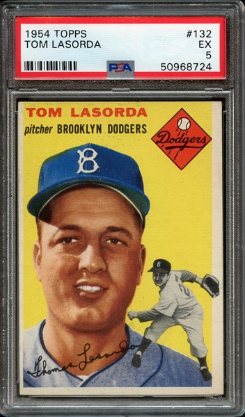 1954 TOPPS 132 TOM LASORDA PSA EX 5