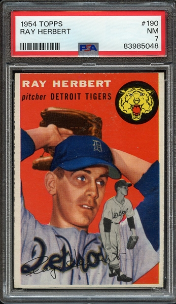 1954 TOPPS 190 RAY HERBERT PSA NM 7