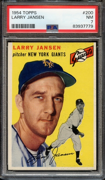 1954 TOPPS 200 LARRY JANSEN PSA NM 7