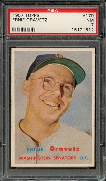 1957 TOPPS 179 ERNIE ORAVETZ PSA NM 7