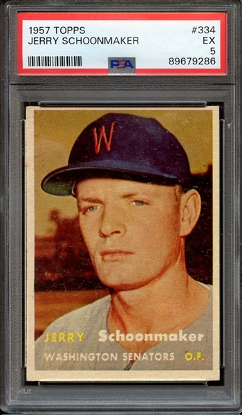 1957 TOPPS 334 JERRY SCHOONMAKER PSA EX 5