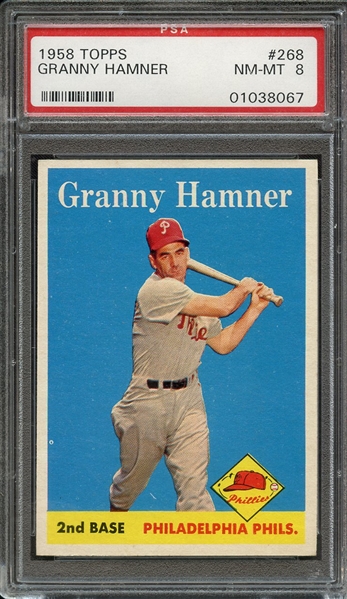 1958 TOPPS 268 GRANNY HAMNER PSA NM-MT 8