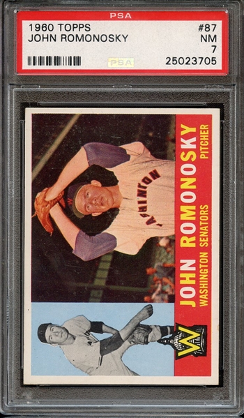 1960 TOPPS 87 JOHN ROMONOSKY PSA NM 7