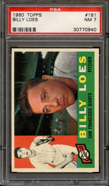 1960 TOPPS 181 BILLY LOES PSA NM 7