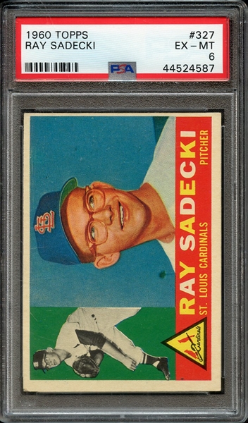 1960 TOPPS 327 RAY SADECKI PSA EX-MT 6