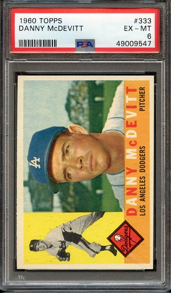 1960 TOPPS 333 DANNY McDEVITT PSA EX-MT 6