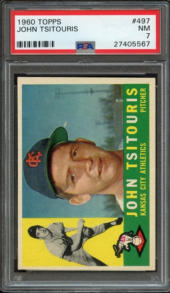 1960 TOPPS 497 JOHN TSITOURIS PSA NM 7
