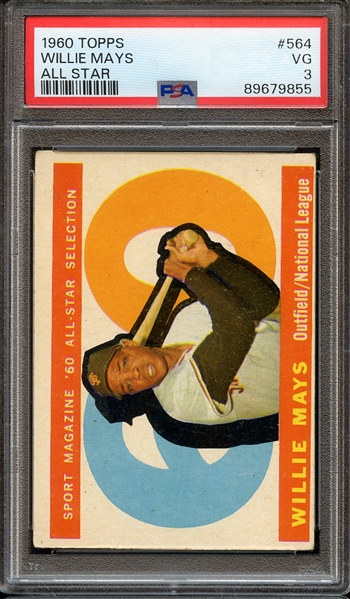 1960 TOPPS 564 WILLIE MAYS ALL STAR PSA VG 3