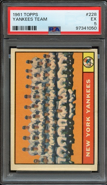 1961 TOPPS 228 YANKEES TEAM PSA EX 5