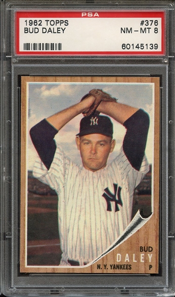 1962 TOPPS 376 BUD DALEY PSA NM-MT 8