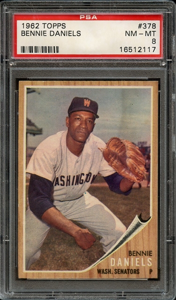 1962 TOPPS 378 BENNIE DANIELS PSA NM-MT 8