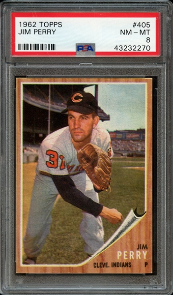 1962 TOPPS 405 JIM PERRY PSA NM-MT 8