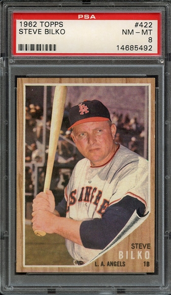 1962 TOPPS 422 STEVE BILKO PSA NM-MT 8