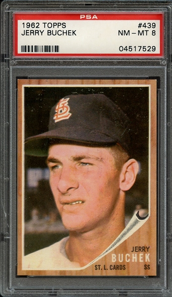 1962 TOPPS 439 JERRY BUCHEK PSA NM-MT 8
