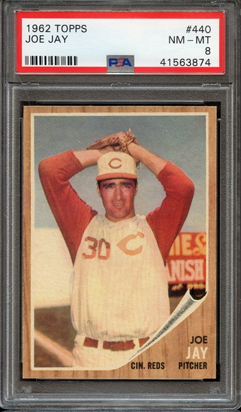 1962 TOPPS 440 JOE JAY PSA NM-MT 8
