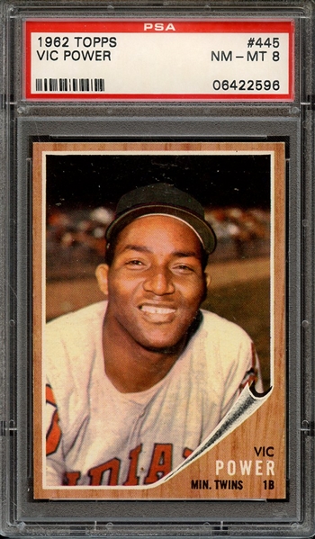 1962 TOPPS 445 VIC POWER PSA NM-MT 8