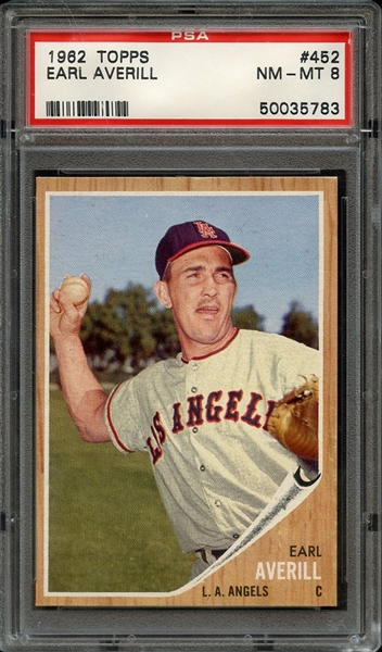 1962 TOPPS 452 EARL AVERILL PSA NM-MT 8