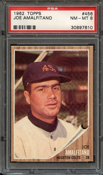1962 TOPPS 456 JOE AMALFITANO PSA NM-MT 8