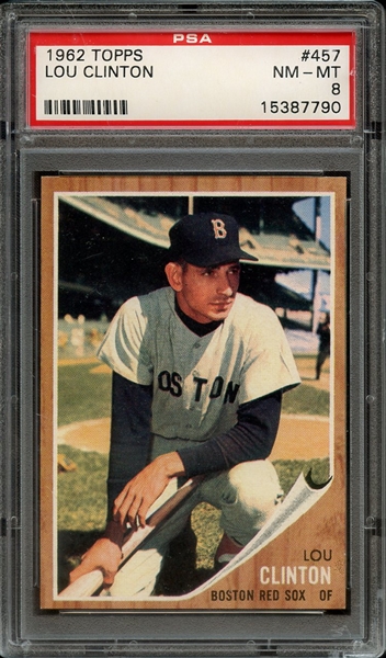 1962 TOPPS 457 LOU CLINTON PSA NM-MT 8