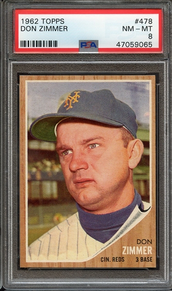 1962 TOPPS 478 DON ZIMMER PSA NM-MT 8