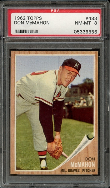 1962 TOPPS 483 DON McMAHON PSA NM-MT 8